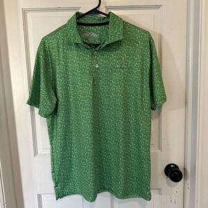 Old Row NWT Men's Tailgater, Kelly Green Printed Polo Size Large Football